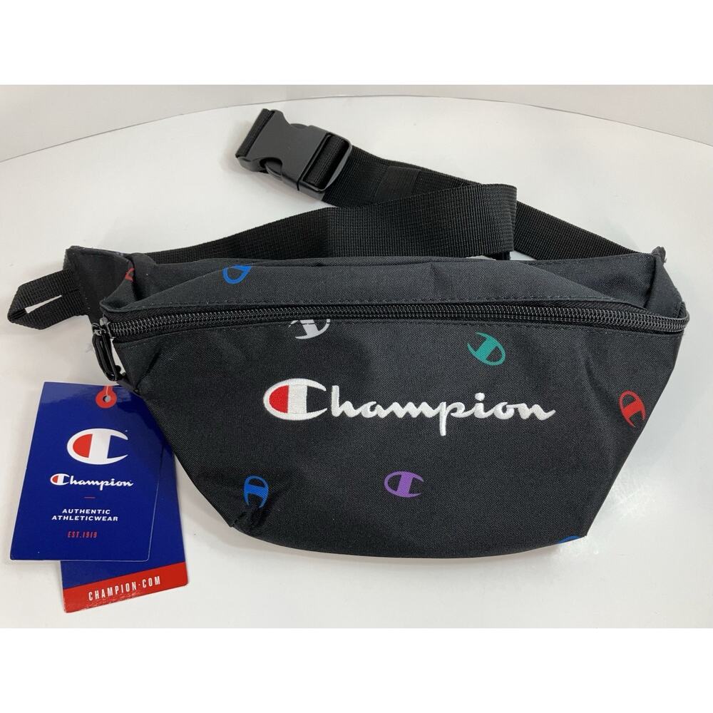 Champion Varsity Logo Waist Pack Black Combo Multicolor Logo 2022 New With Tags